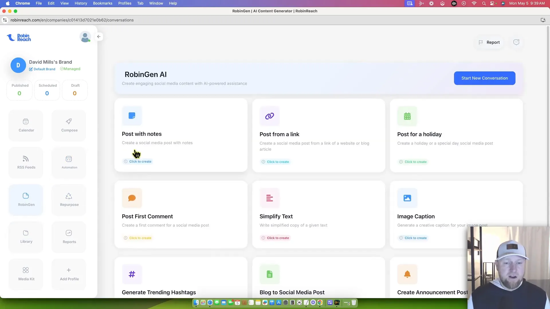Using RobinGEN for content creation