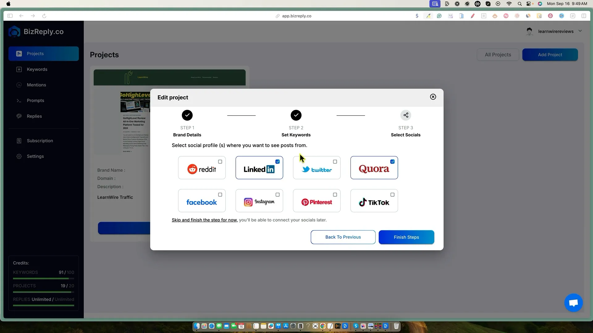 List of platforms supported by Bizreply