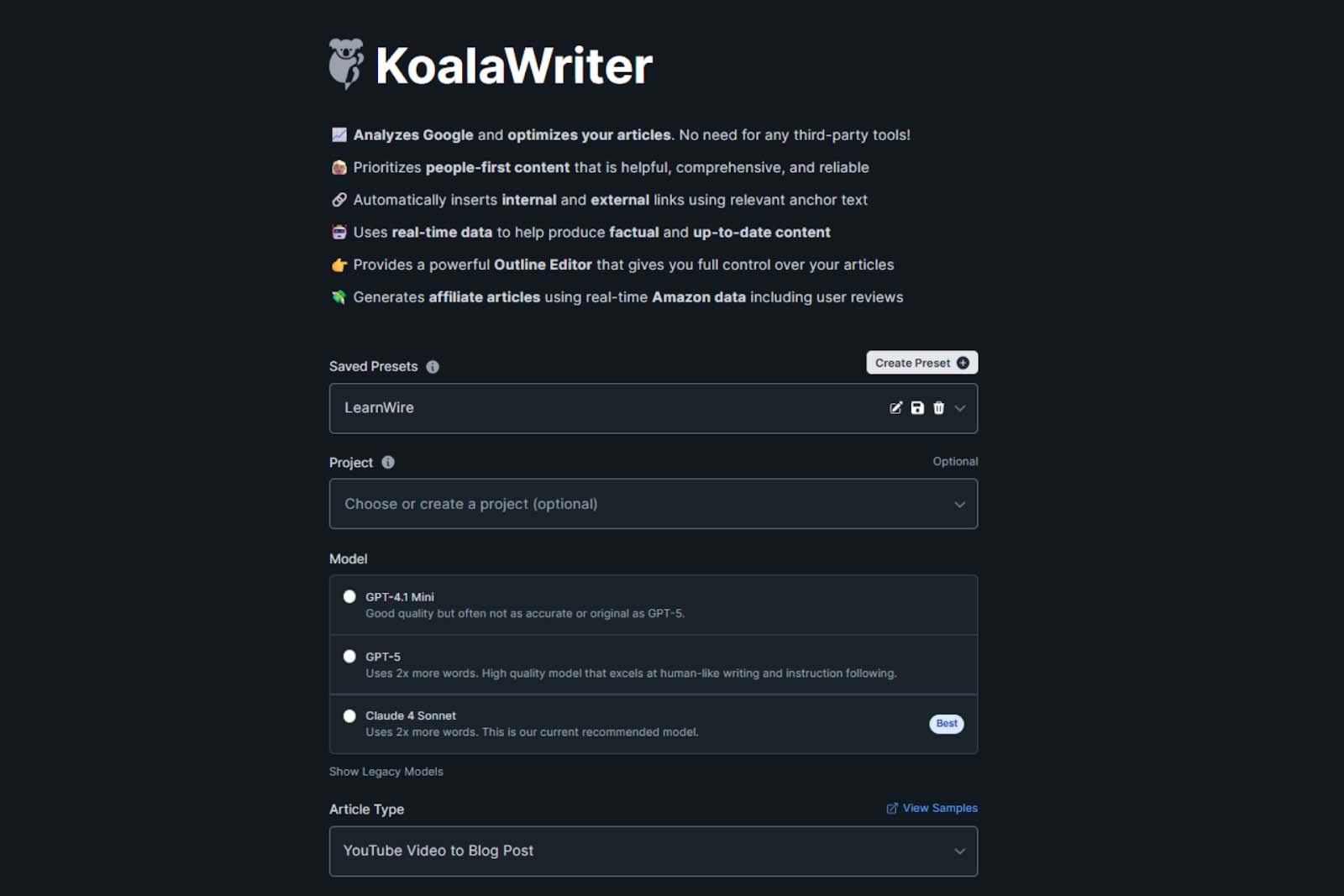 testing koala ai writer for writing a blog post